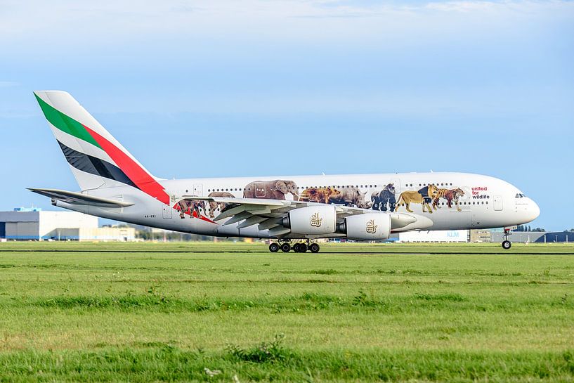 Airbus A380 d'Emirates aux couleurs de United for Wildlife. par Jaap van den Berg