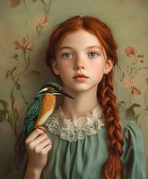 Meisje met IJsvogel Portret