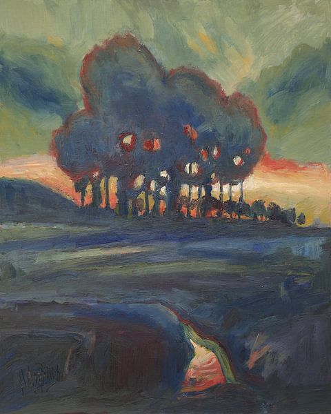 Zonsondergang in het Gulpdal van Nop Briex