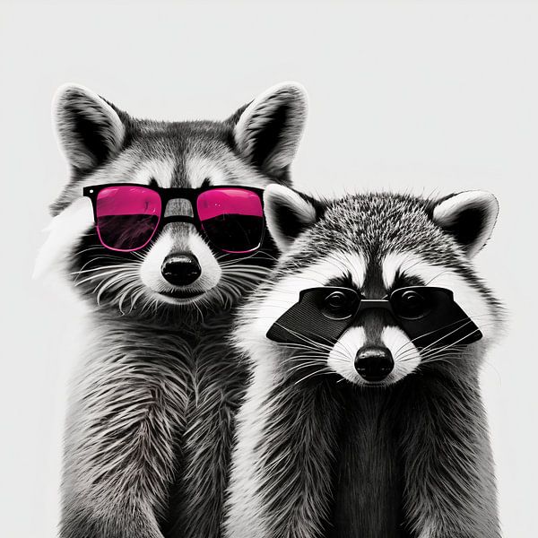 Hipper Waschbär mit Pinken Sonnenbrille von Poster Art Shop