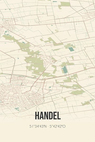 Vieille carte de Handel (Brabant du Nord) par Affiches de lieux