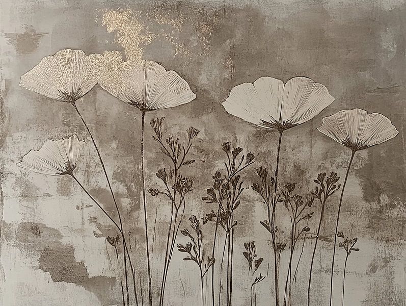 Gold Flowers | Silent Gold Blooms by Zen and More