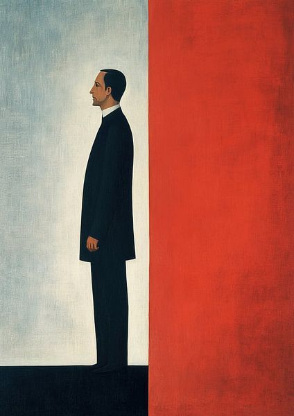 Men's portrait | Red Divide by Abstract Painting