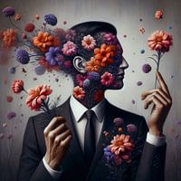 Homme avec des fleurs