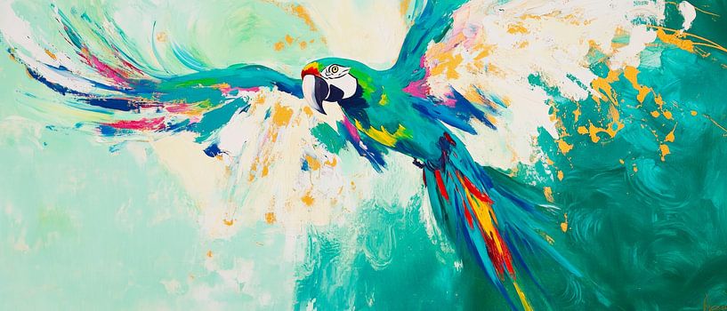 Colourful parrot in flight - Dynamic by Poster Art Shop