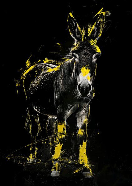 Malerei Esel Gelb von Kunst Laune