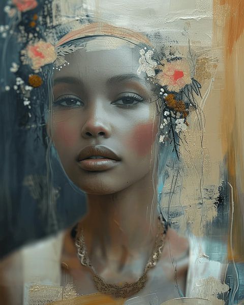 Portrait moderne &quot;Flower girl&amp;quot ; par Carla Van Iersel