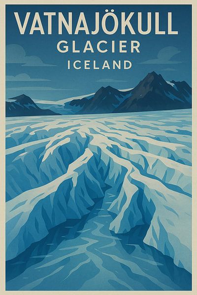 Glacier Vatnajökull Islande Poster vintage par Travel Shop