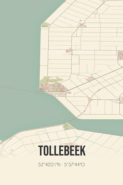 Alte Landkarte von Tollebeek (Flevoland) von Ortsdrucke