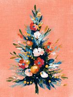 Arbre de Noël coloré sur fond rose