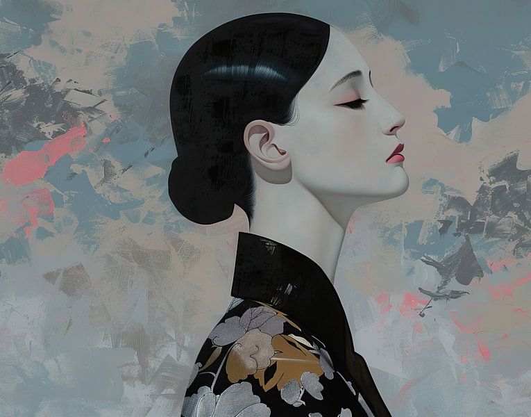 Geisha | Silhouette sereine par Peinture Abstraite