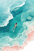 Blue Silence - Snorkeller in Tropical Sea in Bird's Eye View