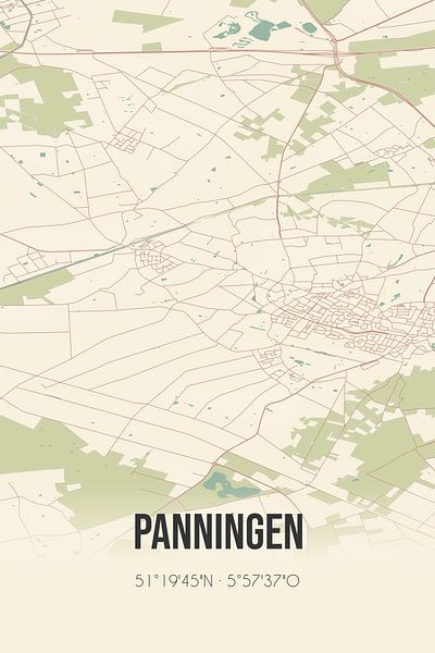 Alte Landkarte von Panningen (Limburg) von Ortsdrucke