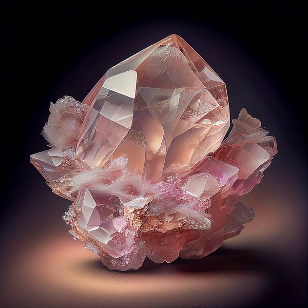 Portrait eines Rosen Quarz​ Edelstein Illustration von Animaflora PicsStock