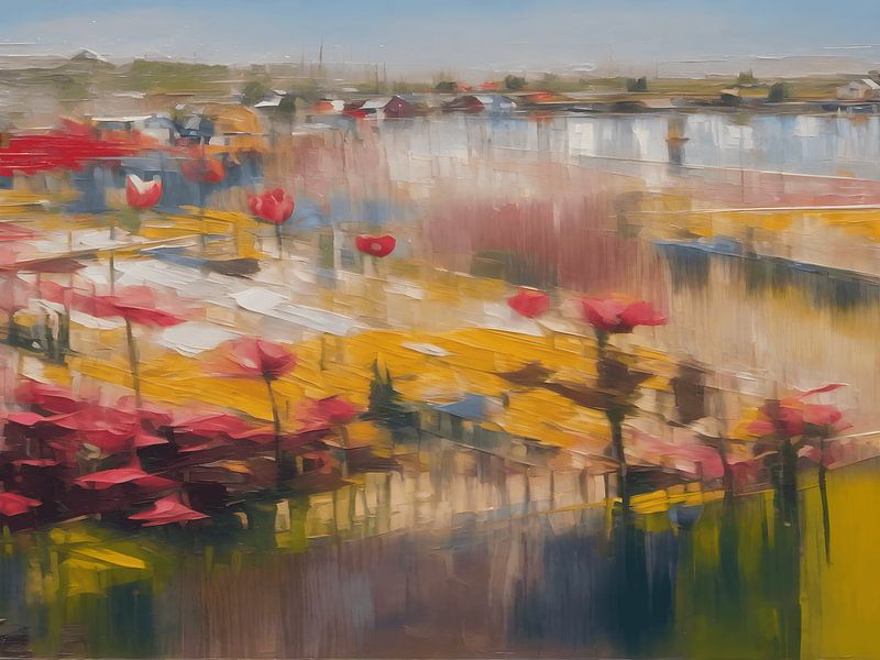 Paysage abstrait avec tulipes par Jolique Arte