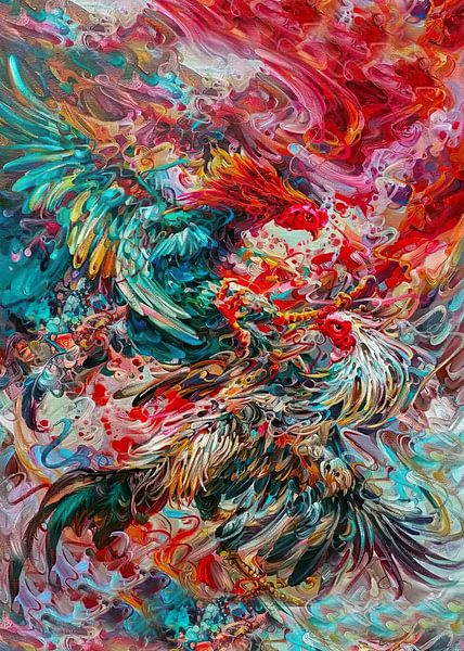 heftige Kämpfe der Hähne von Mas gus Gus