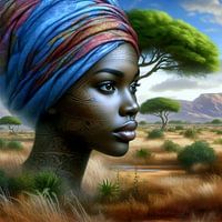 Afrikanische Frau in Landschaft 11