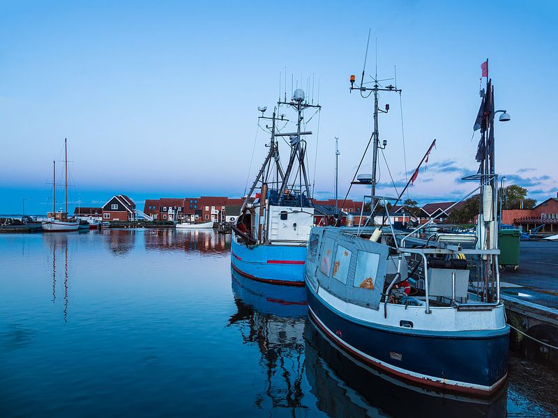 Blick auf den Hafen von Klintholm Havn in Dänemark van Rico Ködder