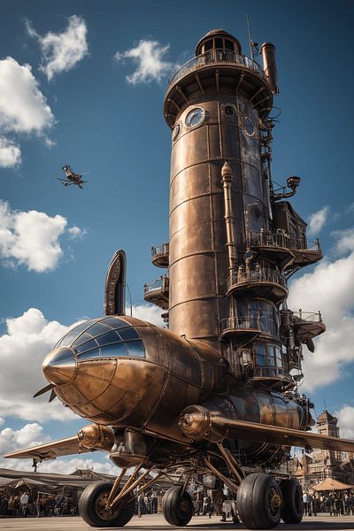 Steampunk - Flying machine - Flying tower by Stanley Hinz