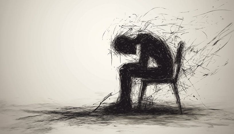 Depressive Person auf einem Stuhl Panorama von TheXclusive Art