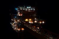 Gas production platform at night