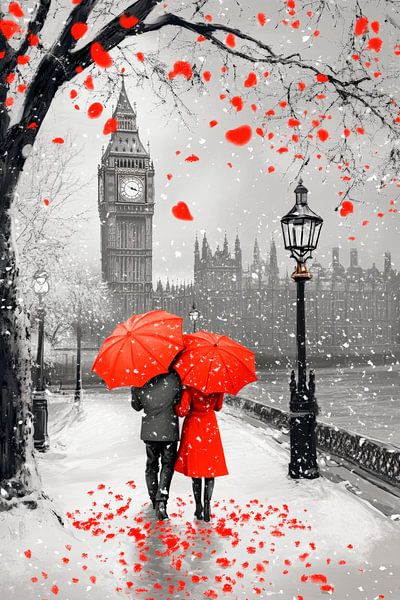 Romantischer Winterspaziergang in London von Poster Art Shop
