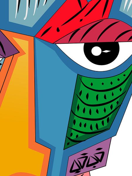 Illustration géométrique abstraite du visage par Kelly R Hayes