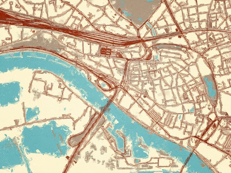 Karte von Arnhem Centrum im Stil von Blue &amp; Cream von De Kaartenwinkel