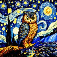 Nachtuil in het maanlicht