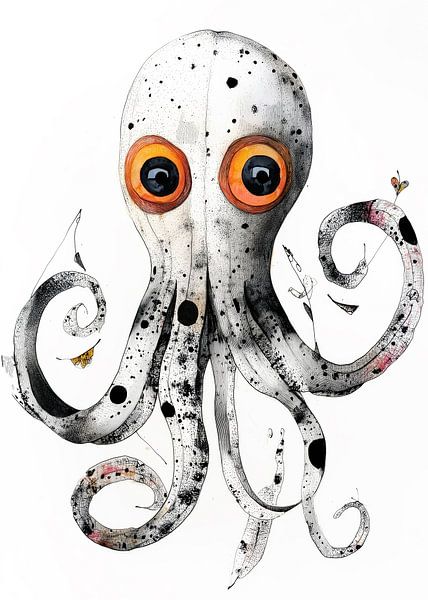 Pieuvre blanche drôle #octopus par JBJart Justyna Jaszke