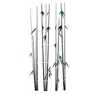 Bambuszweige grün und schwarz auf weiss