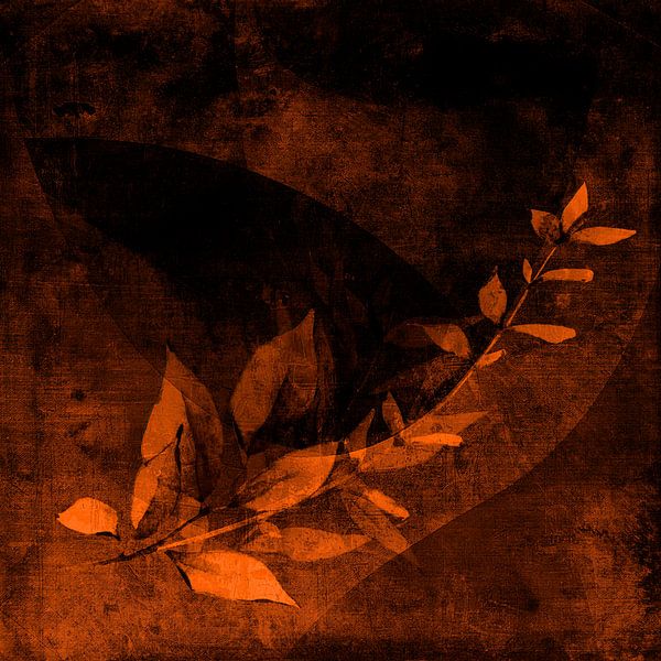 Art mixte botanique : Feuilles d'automne dans des tons chauds par Studio Pieternel