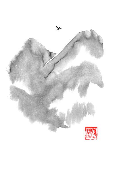 bird over the mountain par Péchane Sumie