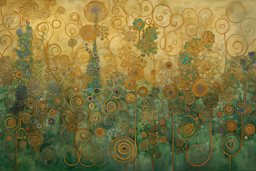 Green Golden Field of Flowers by Whale & Sons