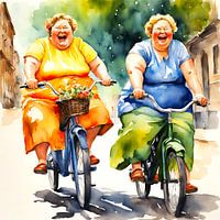 2 femmes sociables à vélo