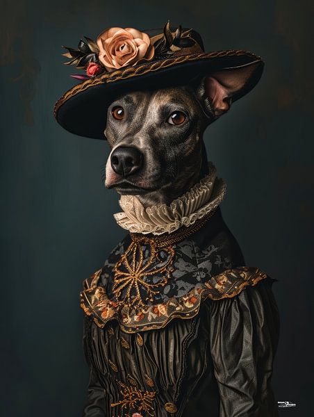 Hund in viktorianischem Kleid von Gelissen Artworks