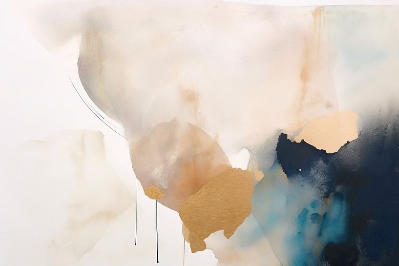 Abstrait moderne en bleu et or par Studio Allee
