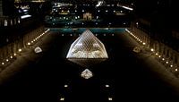 Pyramid of the Louvre seen from the roofs at night _Sully