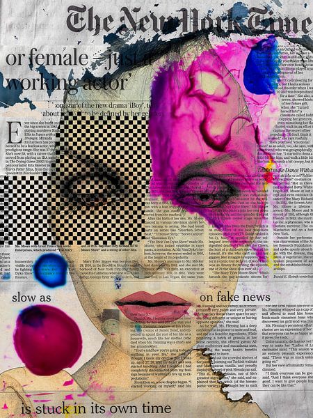 The face and the newspaper von Gabi Hampe