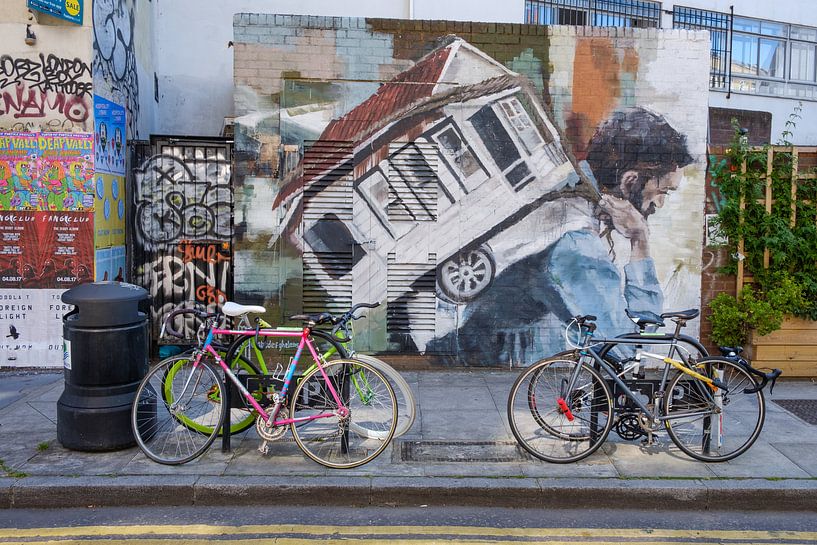 Shoreditch-Graffiti mit Fahrrädern von Erwins Reisefotografie