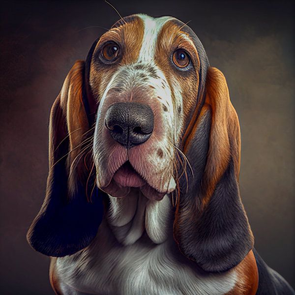 Portrait of a Basset Hound Illustration by Animaflora PicsStock