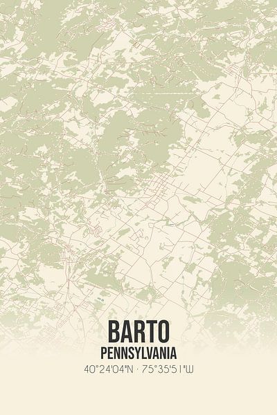 Carte ancienne de Barto (Pennsylvanie), USA. par Affiches de lieux