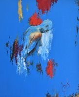 Unter Druck, Frau vor abstraktem Hintergrund