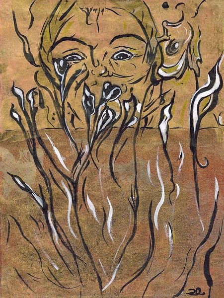 Oh, qu'est-ce que je vois là ! Monoprint par Ineke de Rijk