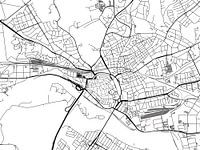 Karte von Arnhem in Schwarz ud Weiss