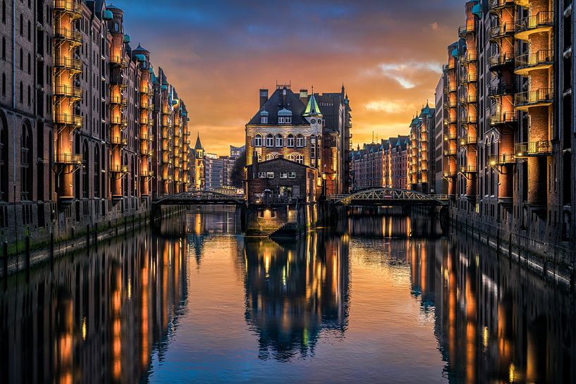 Coucher de soleil à Hambourg par Michael Abid