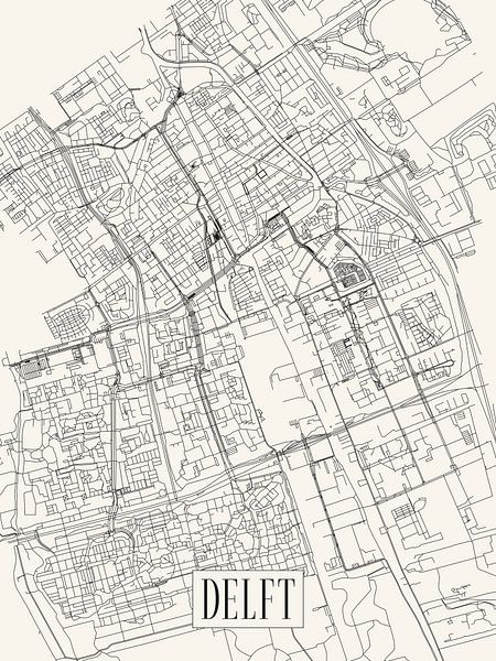 Stadtplan Delft - Stadt - Light Version - Karte von Locus Studio