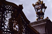 Gothic fence and lamp with gold decoration