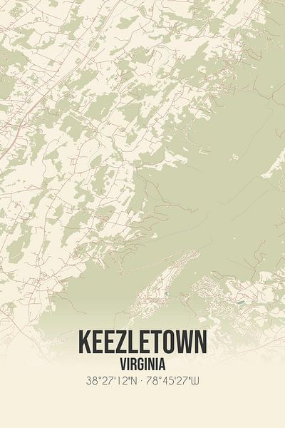 Carte ancienne de Keezletown (Virginie), USA. par Affiches de lieux