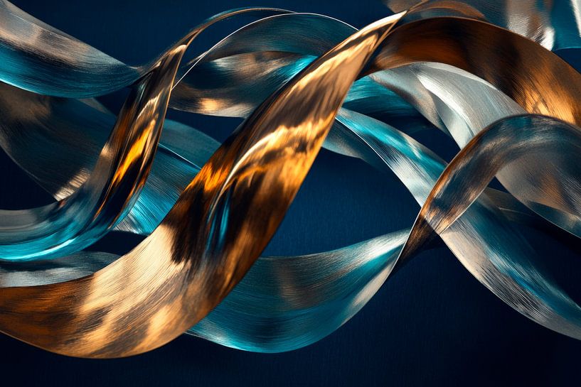 Futuristische Wellen aus Metall und Licht von Poster Art Shop